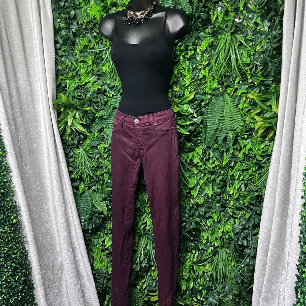 Hudson Jeans Size 29 Burgundy Juliette Refine Super Skinny‎ Zipper Ankle 3436